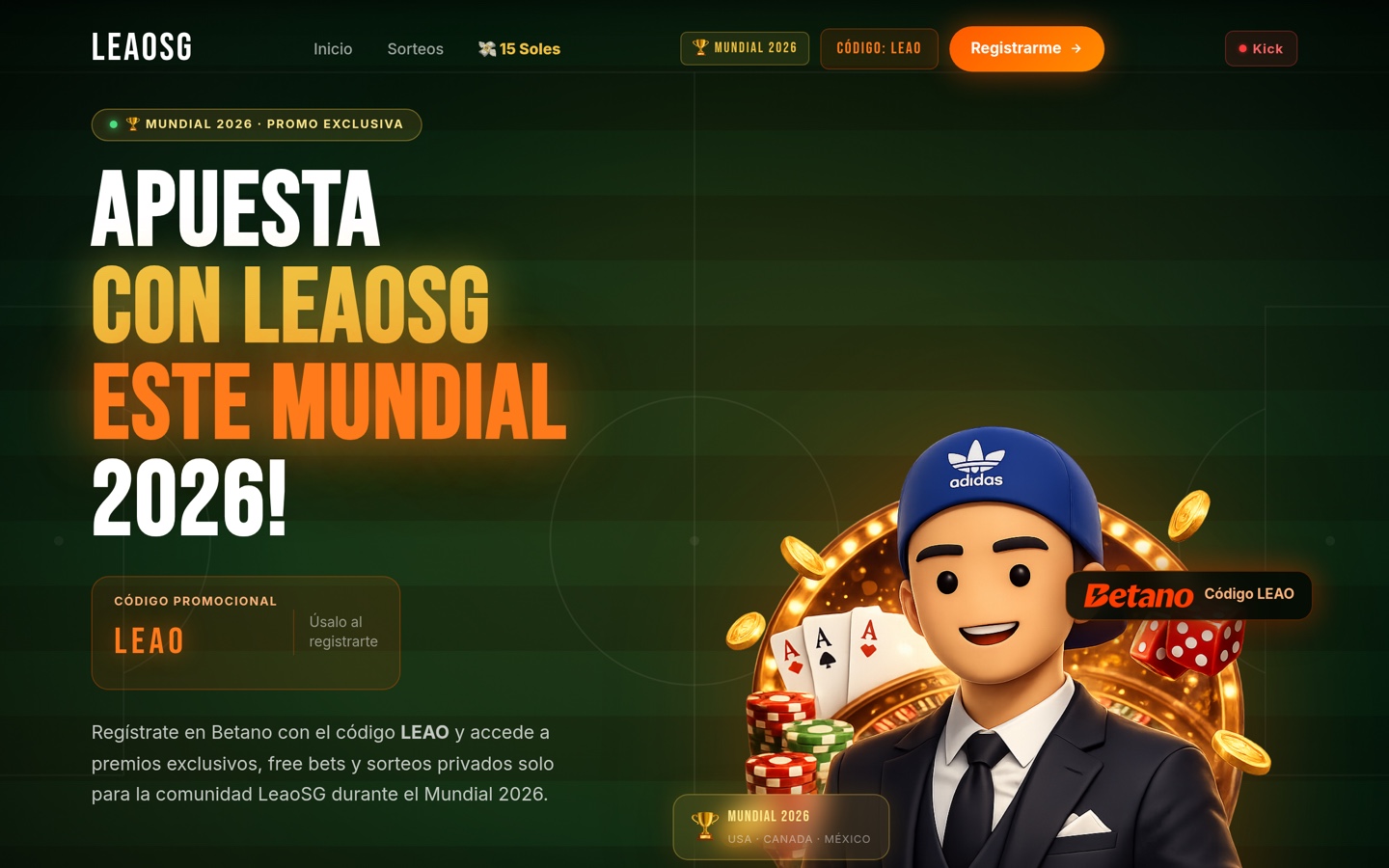 LeaoSG × Betano Peru website screenshot
